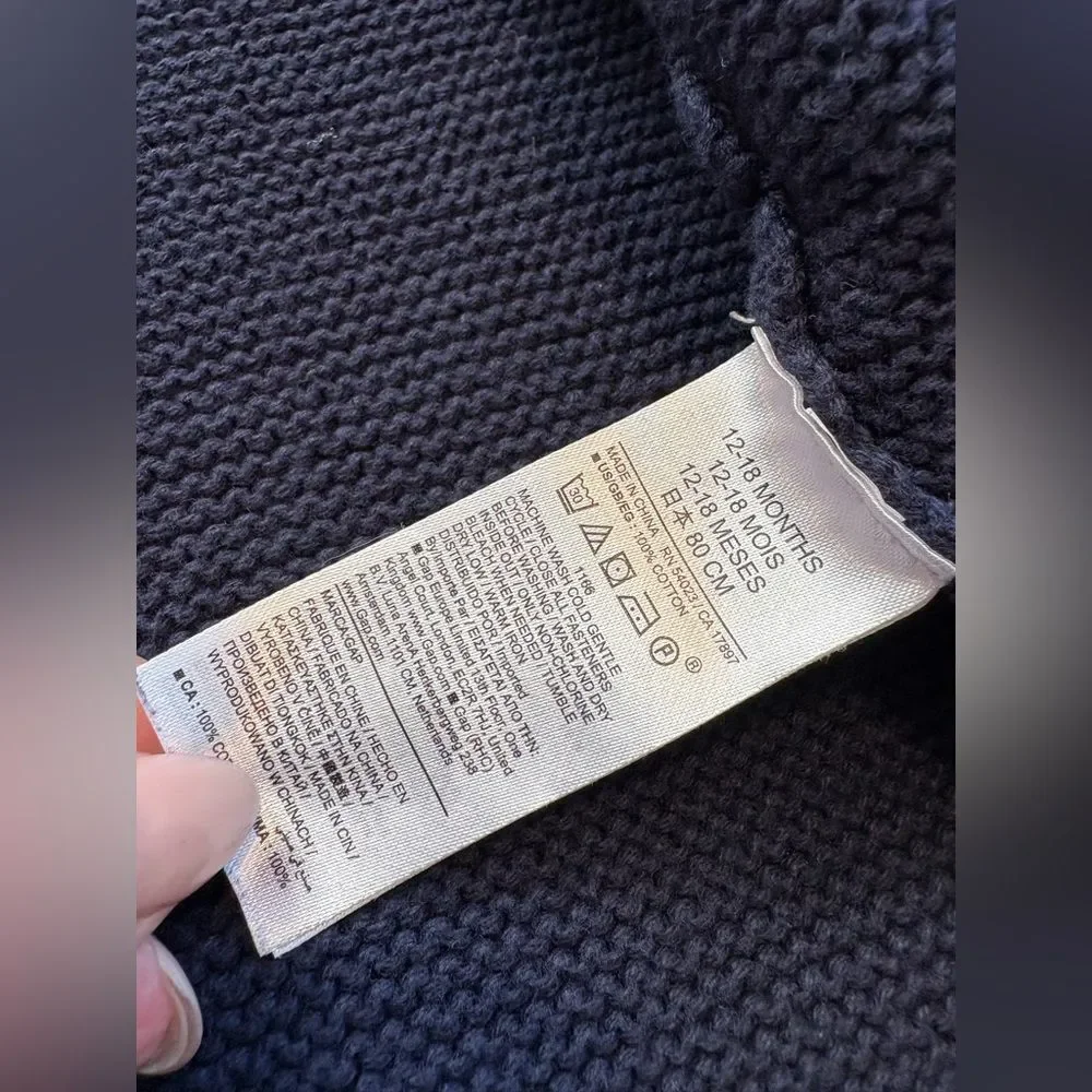 Baby Gap Chunk Knit Hooded Jacket 18 months navy